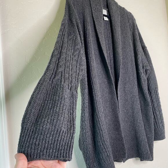 Joie Gray Cable Knit Open Front Chunky Cardigan Large - Picture 2 of 13